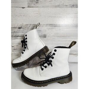Dr. Martens Luana Combat Boots Women 5 White Leather Lace Up Platform